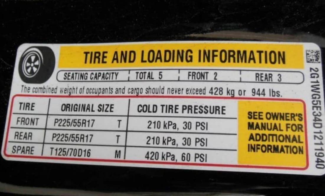 Thông số áp suất của mỗi loại lốp xe sẽ được ghi trên thành lốp