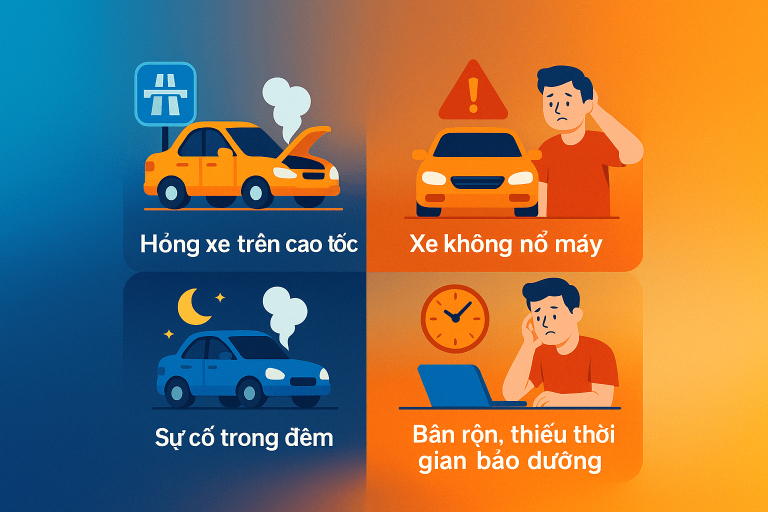 Các tình huống thực tế mà bác tài có thể sử dụng dịch vụ sửa ô tô lưu động