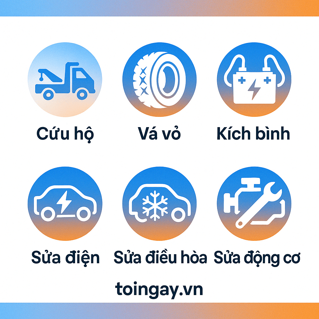 Các dịch vụ sửa ô tô lưu động trên toingay.vn