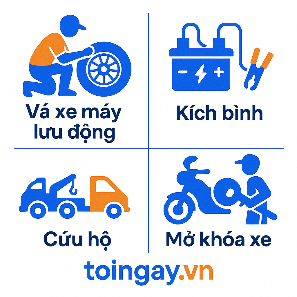 Các dịch vụ sửa xe máy lưu động trên toingay.vn