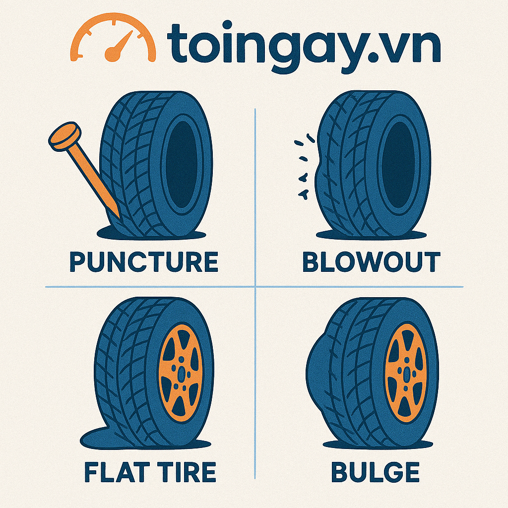 Các sự cố thường gặp của lốp xe ô tô