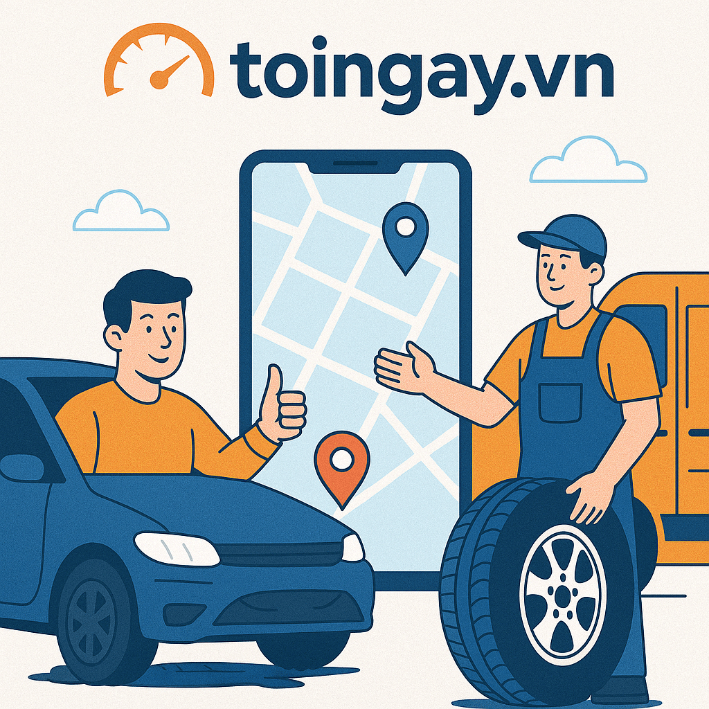 Toingay.vn - Nền tảng kết nối bác tài và đơn vị vá vỏ lưu động toàn quốc
