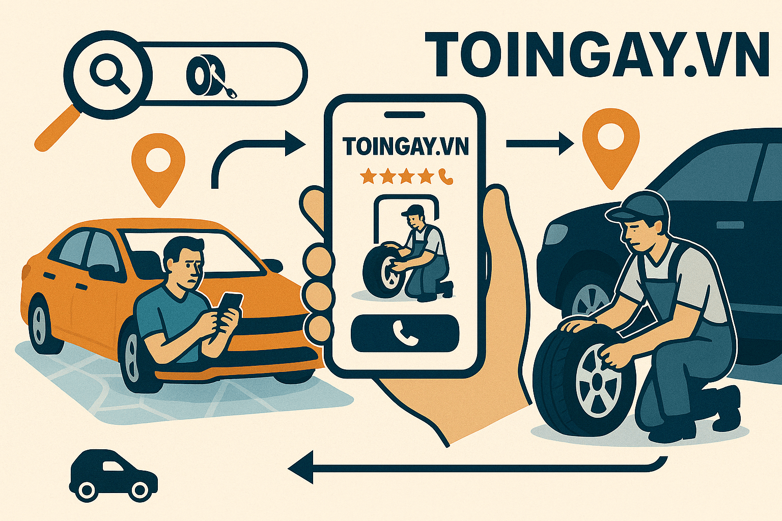 Toingay.vn-Kết nối bác tài và đơn vị vá vỏ lưu động gần nhất và uy tín