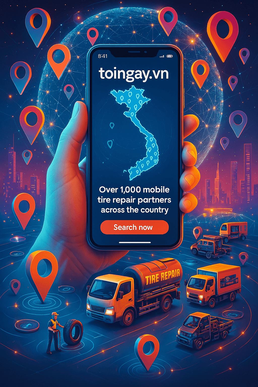 1000 đối tác vá vỏ lưu động trên toàn quốc